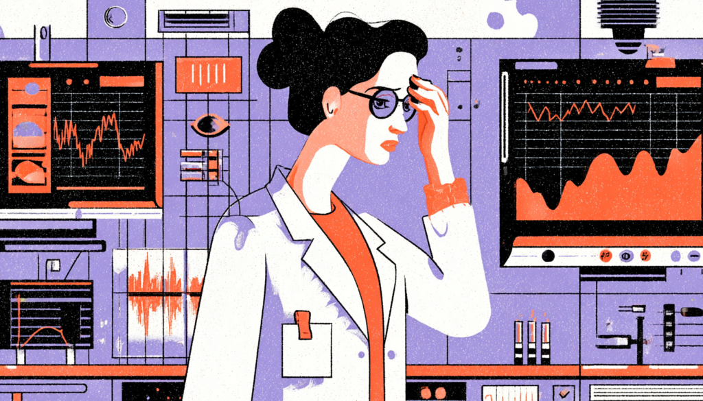 Clinician experiencing cognitive overload while using complex medical software interface